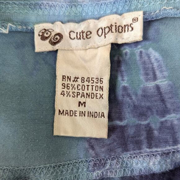 Tie Dyed Skirt Scarf Hem Fold Waistband Women’s Size Medium aqua mauve purple - Picture 5 of 8